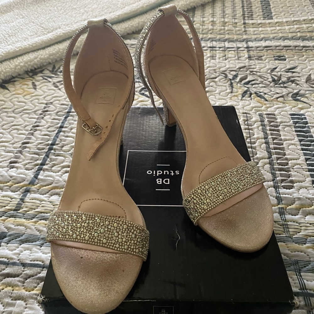 Blush bling wedding shoes. Worn one time for 2 hours.